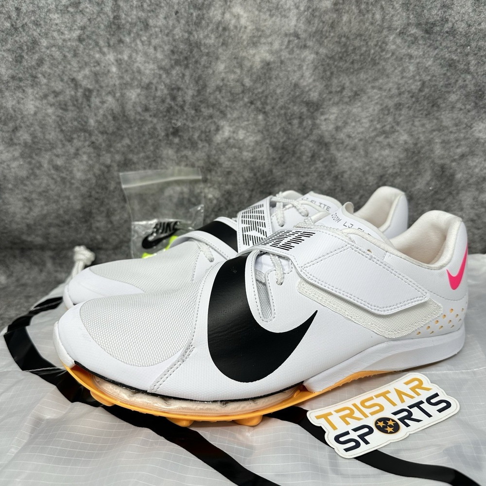 Nike Zoom Long Jump Elite Track Spikes Mens Size 9 White Black Orange CT0079-101